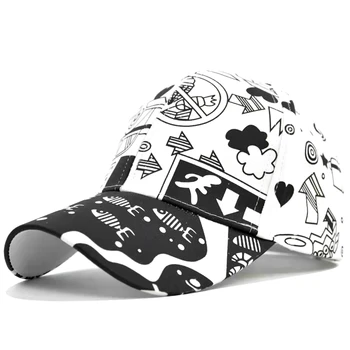 Naujas mados Grafiti spausdinimo beisbolo kepuraitę Reguliuojama medvilnės hip-hop street skrybėlės Pavasario vasaros lauko laisvalaikio skrybėlę Pora kepurės
