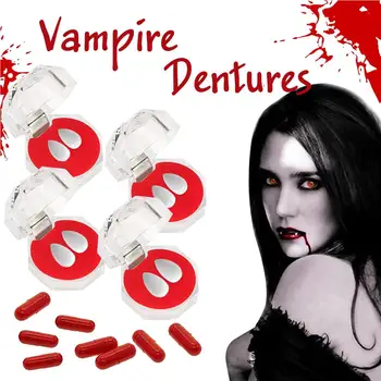 Stilingas Vampyro Dantų Protezų Rinkinį Helovinas Šalis Cosplay Rekvizitai Kraujo Kapsulė Vampyro Dantų Rinkinys Makiažas Rekvizitai Helovinas Apdailos