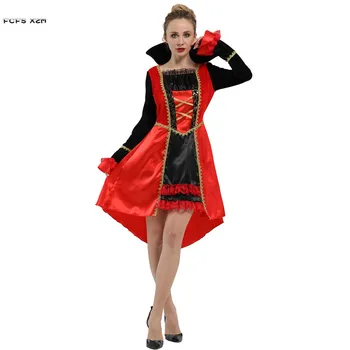 Raudona Moterų Vampyras Cosplays Moterų Helovinas Karalienės Kostiumai Karnavaliniai Puras paradas Maskuotis naktiniame klube Bar Vaidmuo šalis suknelė