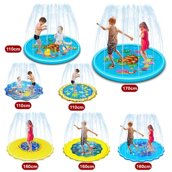 Vaikai Pripučiami Purkštuvų Trinkelėmis Lauko Vandens Žaisti Apvalus Kilimėlis Splash Žaisti Baseinas Ir Vandens Purškimo Žaidimas Kieme Veja Paplūdimio Vaikų Vasaros Žaislas