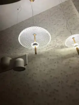 LED Postmodernaus Geležies Stiklo Grybų Blizgesio Liustra Apšvietimo, Pakabos Šviestuvas Lampen Už Valgomasis Kambarys