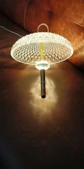 LED Postmodernaus Geležies Stiklo Grybų Blizgesio Liustra Apšvietimo, Pakabos Šviestuvas Lampen Už Valgomasis Kambarys