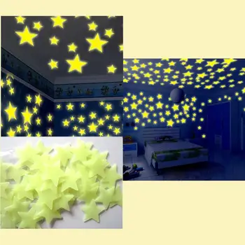 100VNT Fluorescencinis Švytėjimas Vaikų Miegamasis Gobelenas Sienos kabo Tamsoje Žvaigždžių Sienų Lipdukai Ja 25
