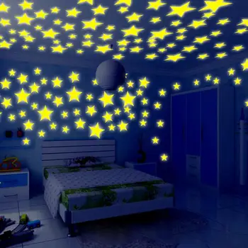 100VNT Fluorescencinis Švytėjimas Vaikų Miegamasis Gobelenas Sienos kabo Tamsoje Žvaigždžių Sienų Lipdukai Ja 25