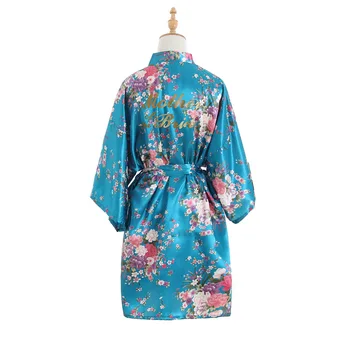 Moteris Vasarą Kimono Skraiste Suknelė Dirbtiniais Šilko Namų Suknelė Mather Nuotaka Pižamą Atsitiktinis naktiniai drabužiai Saldus Gėlių Spausdinti Chalatas
