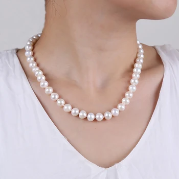 ZHIXI Gėlavandenių Perlų Vėrinį Fine Jewelry Balta Natūralus Didelių Perlų Vėrinį Moterys Šalia Ištisus Madinga Apykaklė Su Dovanų Dėžutė X229