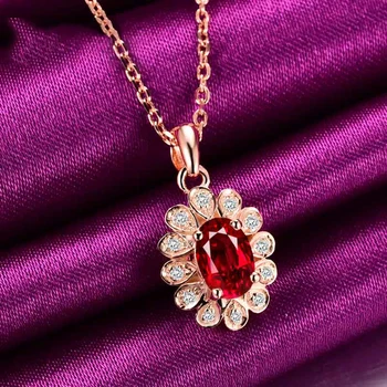 SLFD Gamtos ruby 18K Gryno Aukso Pakabukas Nekilnojamojo AS 750 Auksinis Upscale Madinga Klasika Šalies Fine Jewelry Karšto Parduoti Naujus 2020 m.