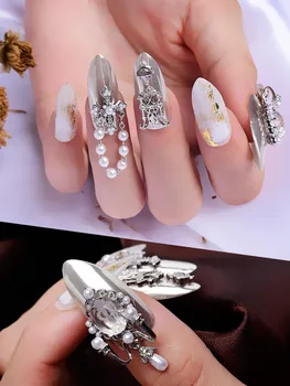 10 vnt manikiūro deimantų papuošalai naujas cirkonis juvelyriniai sidabro šviesą prabangos nekilnojamojo aukso drugelis juvelyrikos apdaila