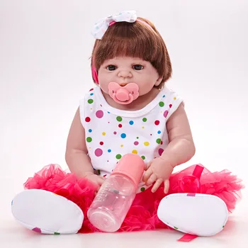 Viso Kūno Naujagimių Silikono Bebe Lėlės Reborn 22 Colių Vinilo Realus Kolekcionuojamos Lėlės Reborn Baby Simuliatorius, Lėlės Mergaitėms, Žaislai