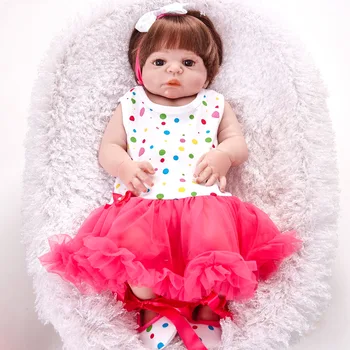 Viso Kūno Naujagimių Silikono Bebe Lėlės Reborn 22 Colių Vinilo Realus Kolekcionuojamos Lėlės Reborn Baby Simuliatorius, Lėlės Mergaitėms, Žaislai