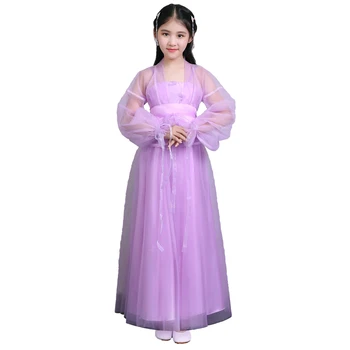 Tang Dinastijos Pasakų Hanfu Suknelė Mergaičių Kinų Tradicinės Hanfu Senovės Kostiumas Klasikinis Princesė Dress Vaikų Šokių Drabužiai