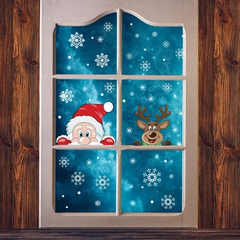 Linksmų Kalėdų Sienų Lipdukai Mados Santa Claus Langą, Kambario, Apdailos PVC Vinilo Naujųjų Metų Namų Dekoro Nuimamas
