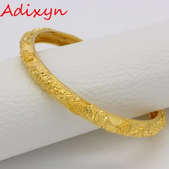 Adixyn Plotis 0.8 CM Skersmuo 6.5 CM&6.8 CM Dubajus Bangle Moterų Aukso Spalvos Papuošalai Etiopijos Afrikos Apyrankę Arabų Dovanos N1810