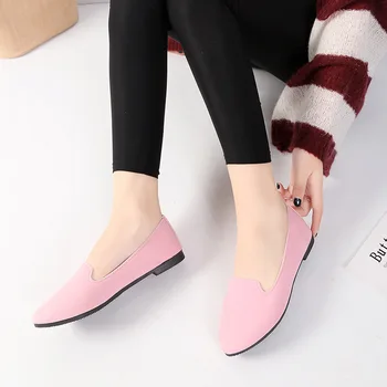 2020 m. pavasarį ir rudenį atsitiktinis moterų batai moterų plokšti batai moterims saldainiai spalvos zomšiniai darbo batai