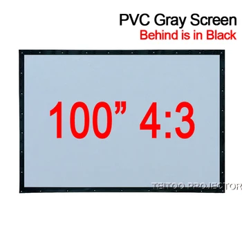 100 colių 4:3 PVC Minkštas Pilka-Juoda projektoriaus Ekrane Užuolaidų Filmas 3D HD DLP Projektorių Lauko Filmą Veikla su Kilpelėmis