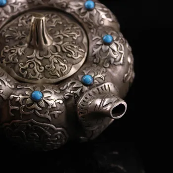 Vestuvių dekoravimas Surinkimo Čing Dinastijos senosios gryno vario rankų grynas varis, paauksuota sidabrinė inkrustacijos perlas moliūgų klubo kolbą virdulys
