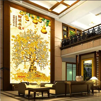 3D 1,5 m pločio papel de parede laimę aukso pinigų medis ekrano užsklanda, namų veranda, koridorius prie durų, sienų apdailai
