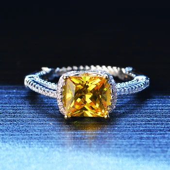 Kietasis 18K White Gold 1ctw Moissanite Princess Square Ring Ir Geltona Moissanite grynojo Aukso Papuošalai Moterims