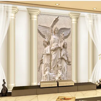 Beibehang 3d tapetai perspektyvos Romėnų skulptūros, freskos TV foną 3D papel de parede tapetai sienos 3d