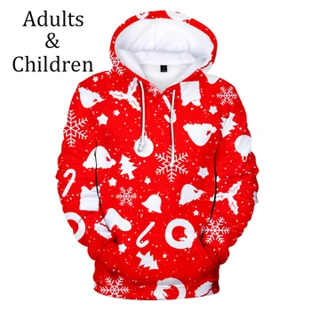 Populiarus Kalėdų Mados Harajuku 3D Hoodies Rudens žiemos Vyrams, moterims, Vaikams, vaikai, berniukas ir mergaitė 3D Gobtuvu puloveriai viršūnės