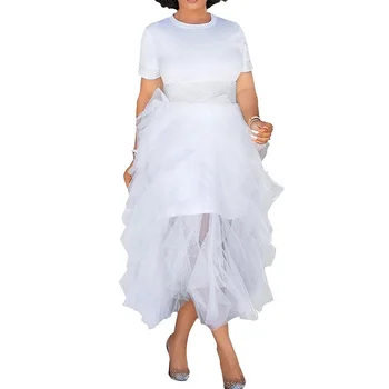 Dviejų dalių Suknelė Nustatyti Moterų Baltos spalvos Elegantiškas Akių Apvalios Kaklo Aukštos Juosmens Office Lady Dirbti Verslo oficialus Mados Maxi Suknelės