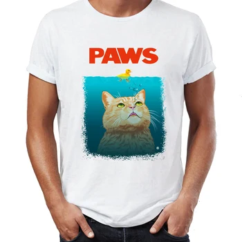 Vyriški Marškinėliai Letenas Žandikaulių Parodija Cat Tee Juokinga