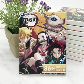 36Sheets/Box Anime Demon Slayer Kimetsu Nr. Yaiba Dekoratyviniai Lipdukai užrašų knygelė Vandeniui PVC Lipdukai, Kanceliarinės prekės Vaikams