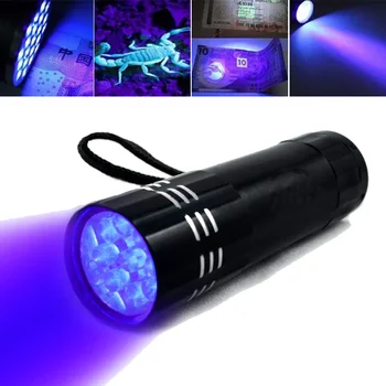 UV Žibintuvėlis 9 LED Ultravioletinė Žibintuvėlis Su Mini Juodas UV Šviesos Augintinio Šlapimo Dėmes Detektorius Skorpionas Medžioklė