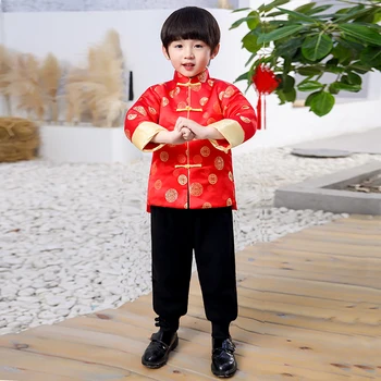 Vaikai Drabužių Rinkinys Kūdikių Berniukų Drabužius, Tradicinė Kinų Kostiumai Tango Stiliaus Kostiumas 2VNT Viršūnes+kelnės Vaikams, Drabužiai Mergaitėms