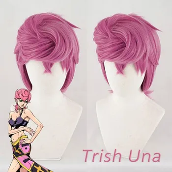 Trish Una Cosplay Perukas Anime JOJO Keistų Nuotykių Aukso Vėjo Aukso Cosplay Perukas Trish Una Plaukų Helovyno Cosplay