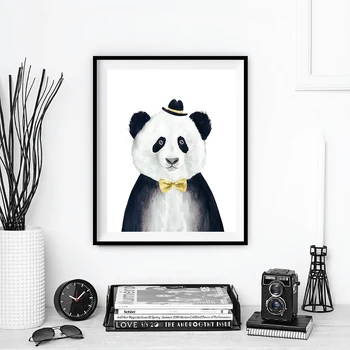 Moderni Juoda ir Balta Drobė Spausdinti Gyvūnų Aliejaus Tapybai Pop Plakatas Sienos Meno Nuotrauka Cartoon Panda Liūtas Tapyba už vaiko Kambarys