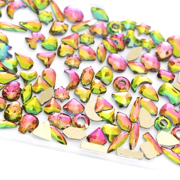 Epoksidinės Pelėsių Fililling Crystal AB/Rainbow Nagų Dailės kalnų krištolas, Sidabro plokščiadugnis 3D Nagų Papuošalai Papuošalai Dervos Sluoksnį