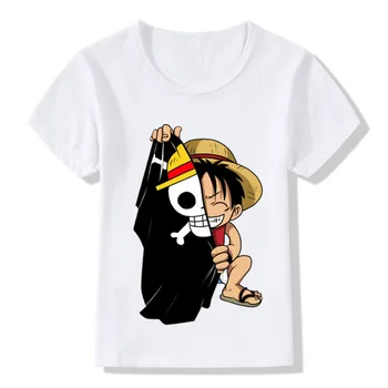 Berniukų/Mergaičių Juokinga Anime marškinėliai Kūdikiams, Vaikams, Vaikiška Luffy Vaikystės Išspausdintas Viršų Tee Vaikų Vasaros trumpomis Rankovėmis Drabužius,ooo2297