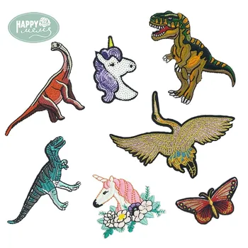Happymems 7 Skirtingų Stilių Gyvūnų Vienaragis Dinozaurų Siuvinėjimo Geležies Pleistrai Drabužius 