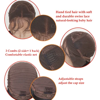 Oxeely Ombre 613 Sintetinių Nėriniai priekiniai Perukai Trumpas BOB Šviesūs, Tiesūs Nėriniai Perukas Natūralus Kūdikių Plaukus Juoda Moterų
