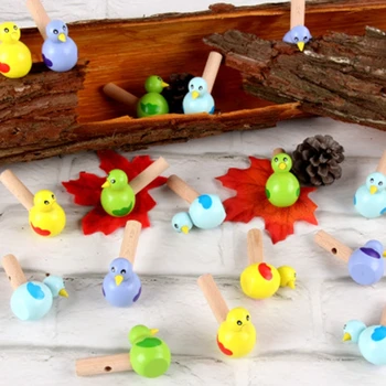 Naujasis Vonios Žaislas Medienos Paukščių Švilpukas Bathtime Muzikinis Žaislas Vaikas Anksti Priemonė 57BF