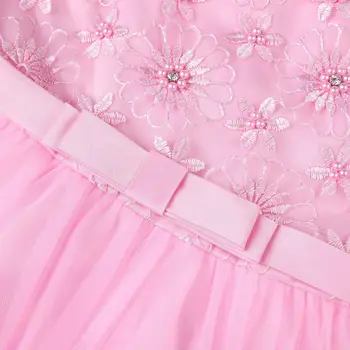 Mergaičių Suknelė Gėlių Suknelė Rožinės Spalvos Su Laivapriekio Rankovių Dėmių Diržo Princesė Dress Bamblys Baby Girl Suknelės, Šaliai Ir Vasaros Vestuvių