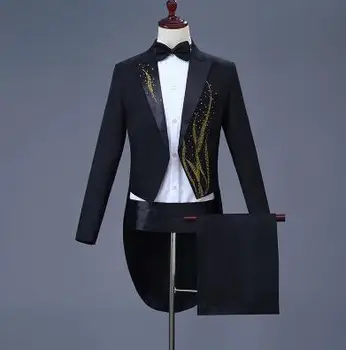 Smokingas kostiumas vyrams kostiumai dizaino scenos kostiumai dainininkai Šviesus diamond striukė vyrų blizgančiais švarkas masculino homme terno juoda