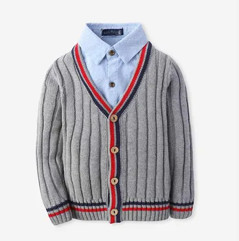 Berniukas v-kaklo medvilnės megztiniai megztinis