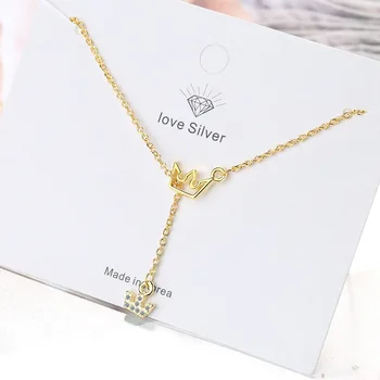Karoliai Moterų Choker Paprasta Crown Diamond Nustatyti Pakabukas Ne-mainstream Dizaino Mados xiang shi pin