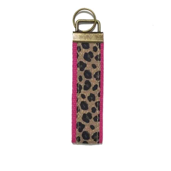 RTS Leopard Keychain Medvilnės Juosta Keychain Su Metalo Sagtis Rožinė Cheetah 
