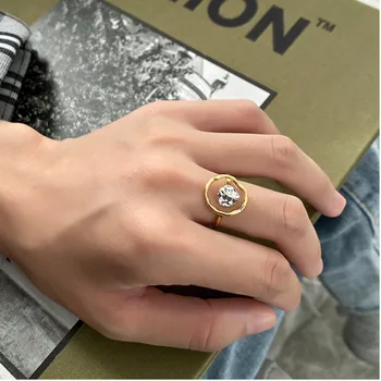 Geometrinis Žiedai 925 Sterlingas Sidabro Moterų Korėjos Madinga Asmeninį Aukso Žiedas Anelli Argento 925 Donna Fine Jewelry