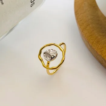 Geometrinis Žiedai 925 Sterlingas Sidabro Moterų Korėjos Madinga Asmeninį Aukso Žiedas Anelli Argento 925 Donna Fine Jewelry