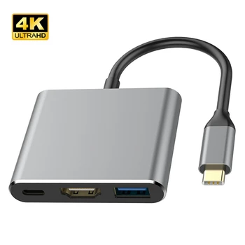 USB C Iki HDMI 4K Adapteris, C Tipo HDMI, USB 3.0 USB-C Auksu Konverteris Adapterio 