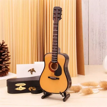 Mini Pilnas Kampas Liaudies Gitara Miniatiūrinė Gitara Modelis Medienos Mini Muzikos instrumentų Kolekcijos Modelis 10cm 2021