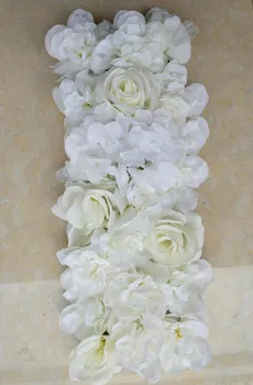 Naujas Atvykimo Pieno Balta Aritificial Rose Hydrangea Gėlių Kolektorių Eilių 20X 50CM Kelių Minėtas Girliandą Vestuvių Fone, Gėlių Arka