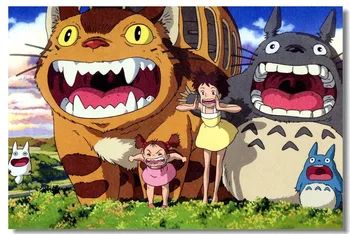 Kaimynas Totoro Tonari no Hayao Miyazaki ŠILKO PLAKATAS Dekoratyvinis dažymas 24x36inch