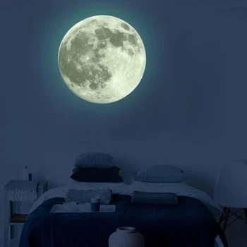 30CM Kūrybos, Vaikų Kambarys Naujų Didelių Mėnulis Mados Namų Kambarys 1 vnt Karšto Namų Dekoro Švyti Tamsoje 3D Mėnulio Šviesos Siena Lipdukas