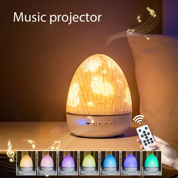 Miega Šviesos Miegamojo staliukas, Lempa Trapus LED Projektorius Lempos šviesos srautą galima reguliuoti Muzikos Grotuvas Naktį Lemputė su Nuotolinio Valdymo