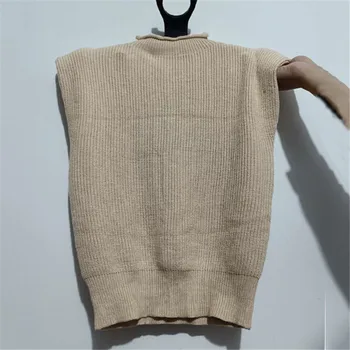 Megztinis liemenė ponios aukšto kaklo, pečių trinkelėmis megztinis liemenė ponios megzti megztinis rudenį/žiemą puloveris prarasti viršų